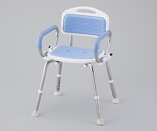 業務用シャワー椅子（ステンレスフレーム）　肘付き／ブルー