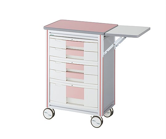 ヨーロピアンカートII（補助天板付き・回診タイプ） 5段ピンク 630×400×855mm ES-B5P