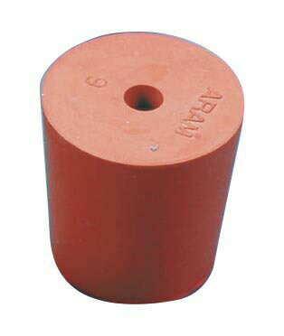 穴あき赤ゴム栓 No.9（6mmφ×1穴） 3-136-0099