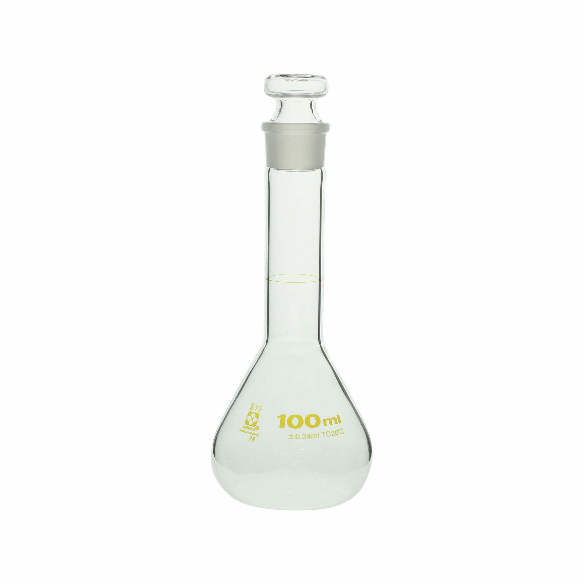 柴田 メスフラスコ 短型 白 100ml(4.0)