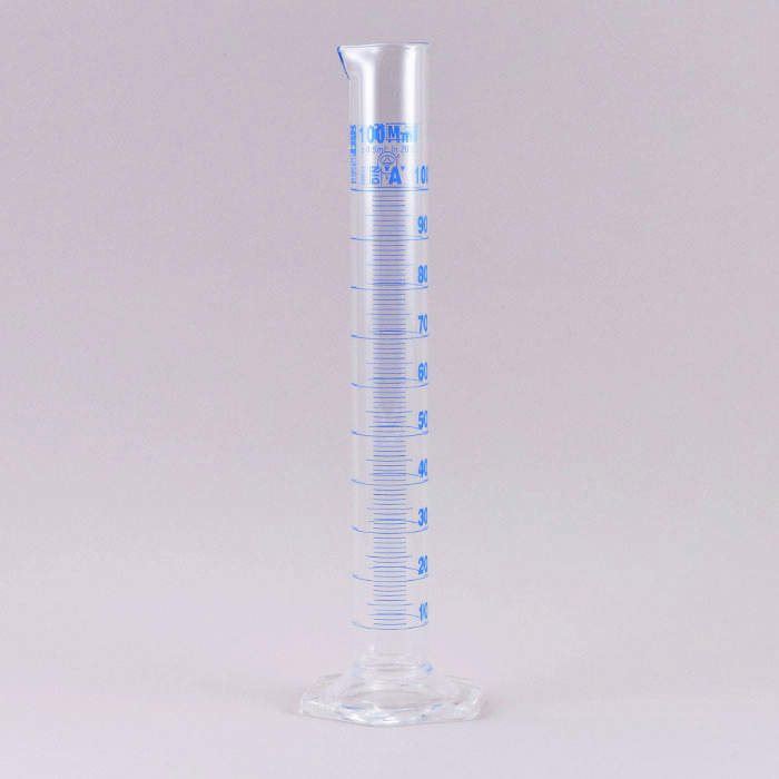 ISOLAB メスシリンダー 100ml 青目盛