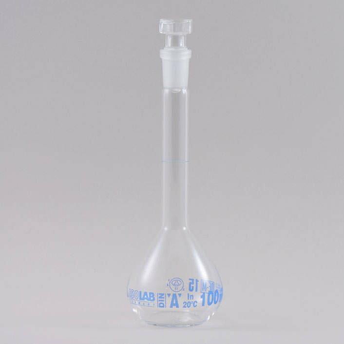 ISOLAB メスフラスコ 白 100ml