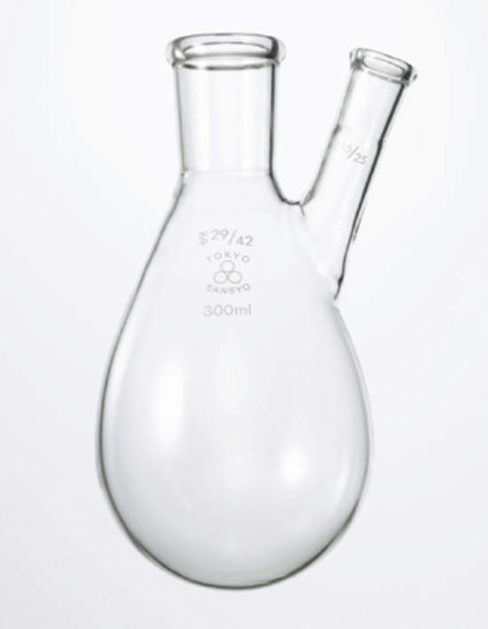 透明摺合せナス型フラスコ 二口 500ml