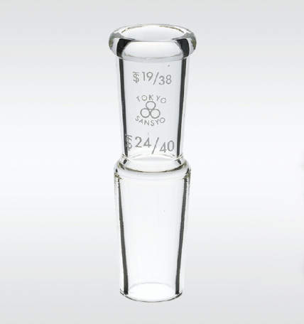 三商 透明摺合せ径違い管 縮小用 雌19/38 雄24/40(4.0)