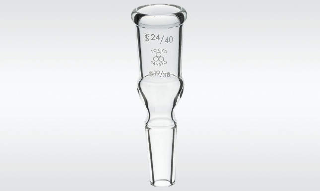 三商　透明摺合せ径違い管　拡大用　雌24／40　雄19／38