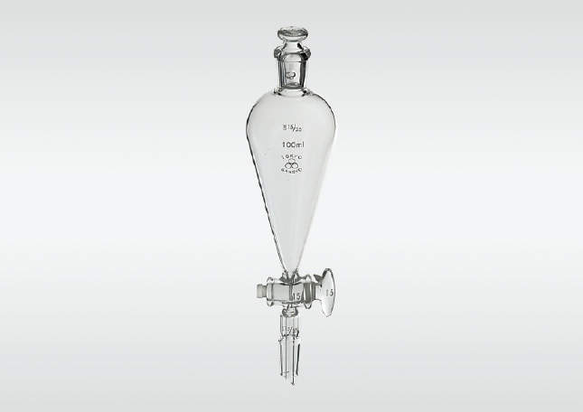 三商 透明摺合せ分液ロート50ml スキューブ型Gコック 下部15/25