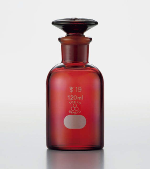 三商 共通摺合せ試薬瓶 細口 茶 500ml