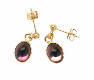 天然宝石アメジスト(6x8mm) ピアス
