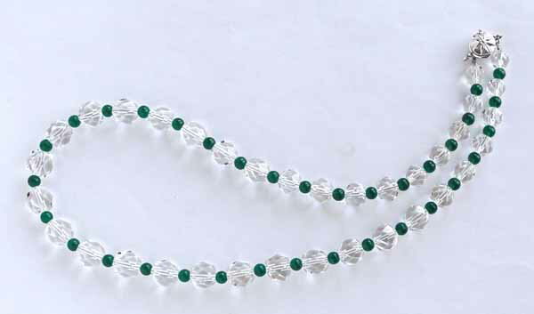 水晶32面カット・グリー瑪瑙　グラデェーションネックレス(4)