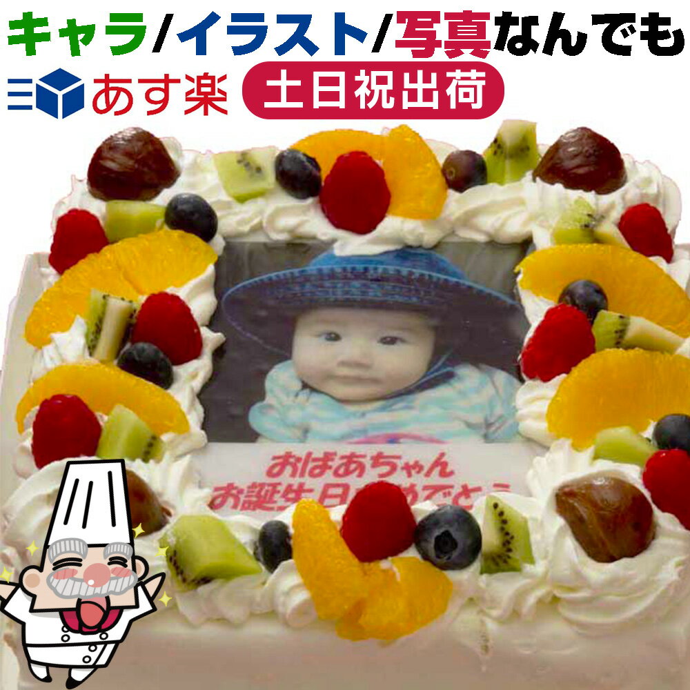 写真ケーキ フルーツ三種生チョコクリーム 7号バースデーケーキ 誕生日ケーキ 【送料無料】 フォトケーキ イラスト プリント 11〜14名様用 チョコレートケーキ 大きい サプライズ 冷凍