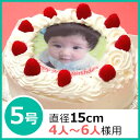 写真ケーキ（丸）　5号 生クリーム【冷凍 到着後は冷蔵庫で3〜4時間保管解凍】 誕生日ケ−キ 15cm【オリジナル 写真ケーキ 誕生日ケーキ プリント イラスト 犬 バースデーケーキ 誕生日 ショートケーキ フォト ケーキ お祝い 結婚式 還暦 写真 1歳 男 女 子供 】