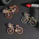 自転車ブローチ★送料無料★花の自転車ブローチ キラキラブローチ 安全ピン 自転車型ブローチ 可愛い アクセサリー ジュエリー 人気 おしゃれ ラインストーン レ...