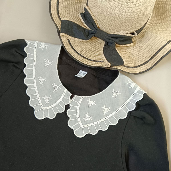 襟レース★新着送料無料即納★1ペア 刺繍襟レース えりレース 衿レース レース襟 衿元レース DIY 手芸用衿レース 付け襟レース 付け衿 ハイネック 洋服婦人服 肩掛け こなれ感 つけえり 小物 白 シンプル おしゃれ 春 夏秋 冬 キッズ 大人 可愛い 花柄