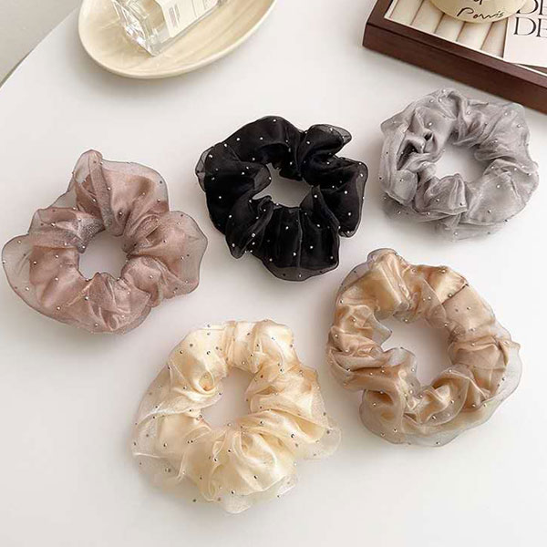 5個セットオーガンジーシュシュ★在庫一掃限定★300OFF★送料無料★2枚重シュシュ 髪飾り ヘアアクセサリー かわいい おしゃれ プレゼント 結婚式 発表会 ...