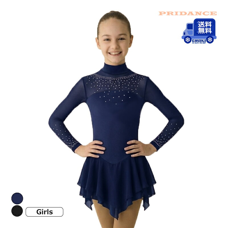 PRIDANCE（プリダンス） ドレス 356 Figure Skating Dress with Double-Layer Skirt and Rhinestones 【送料無料】 商品の配送は宅配便または宅急便コンパクト、ネコポス、レターパックプラスにてお届けいたします。 ※配送方法はご指定いただけません。 ※北海道・沖縄・離島・一部地域は追加送料がかかる場合がございます。 【基本同梱不可】 ※他の商品と一緒にご注文の場合に、追加送料を頂戴することがございます。 軽量で高品質なエコサステナブル・ストレッチ素材「RENEW」を使用し、優れた着心地と美しいシルエットを実現しました。 シンメトリーにデザインされたメッシュパネルを採用し、エレガントで洗練された印象を演出します。 軽やかに揺れるドレープたっぷりのスカートが、演技の動きに合わせて優雅な表情をプラス。 さらに、ドレス全体にはオーロラ色に輝くラインストーンを贅沢にあしらい、サステナブルな素材とエレガントなデザインが融合した、バッジテストや発表会にぴったりのドレスです。 インナーパンツ部分は二重になっており、快適な着用感と安心感をサポート。 サステナブルな素材とエレガントなデザインが融合した、バッジテストや発表会にぴったりのドレスです。 カップは付いておりません。 ボディーファンデーションの着用がおすすめです。 ●海外製品に関して 素材 RENEWファブリック(ポリアミド 75％、エラスタン 20％、コットン 5％) 検索ワード フィギュアスケート、ウェア、ドレス、コスチューム、ワンピース、練習用、初心者向け、スケート教室、発表会、ラインストーン ●ラッピングをご希望の場合はこちらをご確認下さい。