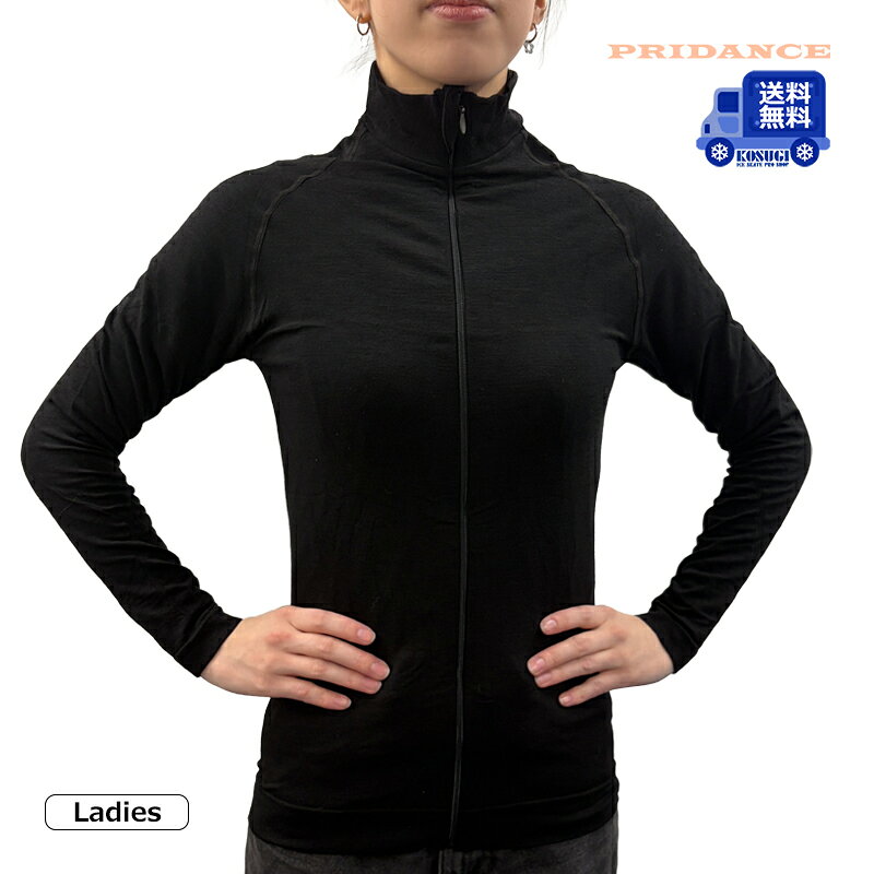 PRIDANCE（プリダンス） トップス 115/Z SEAMLESS MERINO WOOL ZIP-UP SWEATER 【送料無料】 商品の配送は宅配便または宅急便コンパクト、ネコポス、レターパックプラスにてお届けいたします。 ※配送方法はご指定いただけません。 ※北海道・沖縄・離島・一部地域は追加送料がかかる場合がございます。 【基本同梱不可】 ※他の商品と一緒にご注文の場合に、追加送料を頂戴することがございます。 軽さ・暖かさ・快適さを兼ね備えた、シームレス仕様の高機能ジップアップトップス。 上質なメリノウールとDryarn&reg;ポリプロピレンを組み合わせた機能素材により、寒いスケートリンクのトレーニングでも快適なコンディションを保ちます。 驚くほど軽量でありながら優れた保温性を発揮し、汗をすばやく逃がして肌をドライにキープ。 肌への刺激を軽減するとともに、Dryarn&reg;の防臭（Odor Free）性能により、長時間の着用でも快適さが続きます。 フロントジップ仕様で体温調節がしやすく、身体の動きを妨げない設計で安定した着用感を実現。 フィギュアスケートをはじめ、寒い季節のスポーツやトレーニングに最適なベースレイヤーです。 ・ジュニアサイズはこちら ●海外製品に関して 素材 メリノウール 68％、Dryarn&reg; 20％、ポリアミド 7％、エラスタン 5％ 検索ワード フィギュアスケート、ウェア、トップス、シンプル ●ラッピングをご希望の場合はこちらをご確認下さい。