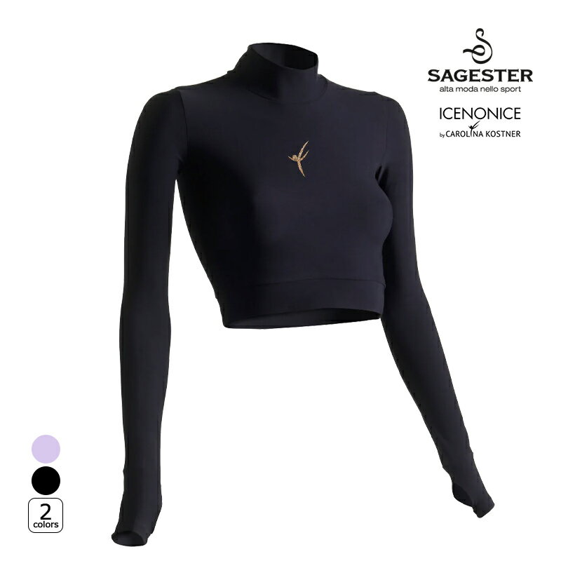 SAGESTER（サジェスター） トップス ICENONICE CK901 Cropped Top ICENONICE BY CAROLINA KOSTNER オリンピックメダリスト、カロリーナコストナー氏とSAGESTERのコラボコレクション「ICENONICE」 おしゃれさと環境への配慮に着目し、 革新的でサステナブルな、オンアイス・オフアイス共に大活躍のウェアコレクションです。 暖かく、ストレッチ性のあるマイクロファイバー素材のクロップドトップス。 柔らかなモックネックと親指を通すサムホール付きで、寒い冷気を防ぎます。 胸元と右袖口のロゴがポイント。 タイトフィット。 ●海外製品に関して 素材 ポリアミド80％、ポリウレタン20％ 生産国 イタリア 検索ワード フィギュアスケート、トレーニング、ウェア、トップス、クロップ ●ラッピングをご希望の場合はこちらをご確認下さい。