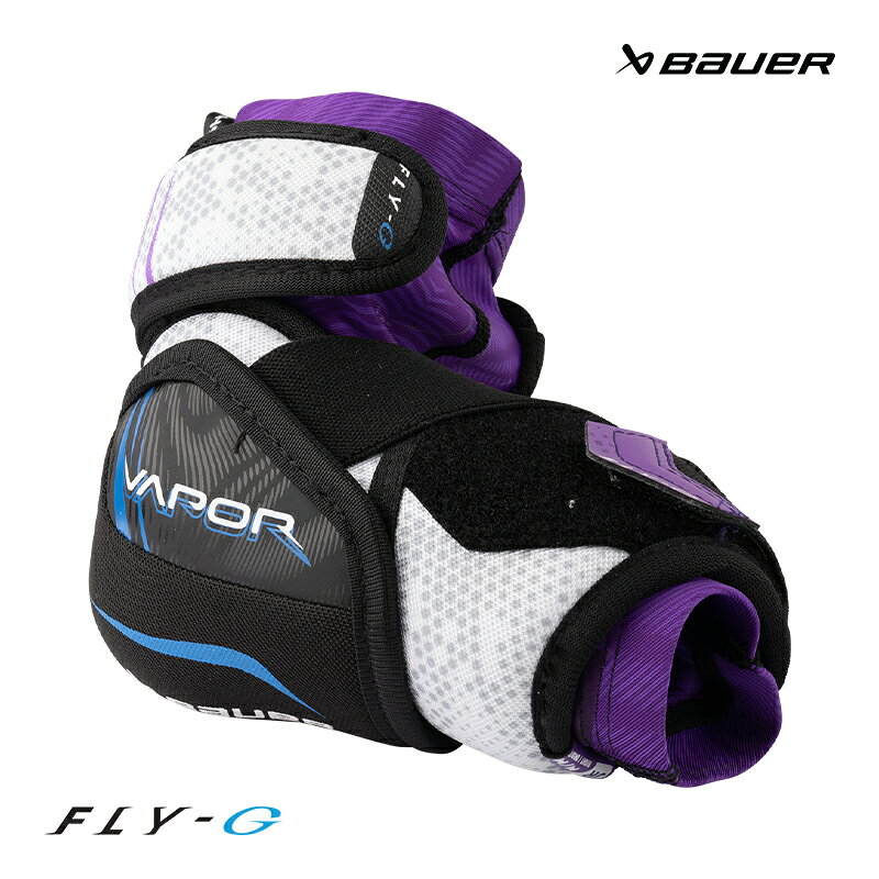 BAUER（バウアー） エルボー S26 VAPOR FLY-G GIRLS ◆BAUER 2026-2027モデル◆ BAUERは増加する女性プレーヤーのためにスマートなシルエットで「軽く、強く、動きやすく」を追及した設計のベイパーシリーズに新たに女性専用モデルをリリースしました。 新開発の人間工学に基づき女性専用にデザインされており、ぴったりとフィットします。 軽量でありながらしっかりとしたプロテクションと快適性を併せ持ち、なおかつ自由な可動域を実現した理想的な女性用エルボーです。 《S26 VAPOR FLY-Gエルボーの特徴》 ・ひじカップ部：ロープロファイル（薄型）のエルゴノミックカップはスマートな形状でいながら深くぴったりとひじにフィット。カップ表面は、立体成型のフォームでカバーされています。 ・上腕部：内蔵の立体成型PEプレートが高い耐衝撃性を実現。 フローティング構造でストレスのない自然なヒジの動きを可能にします。 ・前腕部：女性専用の薄型でショートタイプのスマートなデザイン。 スッキリと前腕にフィットし、360度保護する安全設計。 ・ストラップ：腕を通してからロックストラップで固定する、ずれにくく着けやすい新設計のコンフォートスリーブシステムを採用。 ・裏地：速乾性に優れたサブリメーション柄の素材THERMO MAX subを使用。 ・ウィメンズサイズはこちら ●海外製品に関して 検索ワード アイスホッケー、エルボー、ベイパーシリーズ、トップモデル