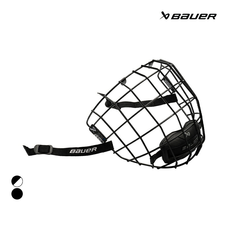 BAUER（バウアー） フェイスマスク S26 CONTOUR 3 ◆BAUER 2026-2027モデル◆ 高剛性チタニウム素材で非常に軽くサビに強い、フラットなデザインの 最軽量ワイヤーマスクです。 特許取得の楕円形ワイヤーを目の開口部を広くし、角度を最適化したTrue Vision+ テクノロジーで強度やスタイルを損なわずに視界を広げています。 カラーはブラックとI2(外側ブラック・内側ホワイト)の2種類。 いずれも内側の塗装はマット仕上げになっており、光の反射を防ぎ 氷上のパックが見やすくなっています。 あごのカップはフィット感の良いフローティングタイプで安全性に優れた二層構造。内側パッド部分は汗をかいても快適な高機能DCTパッドを配置。 現在発売されているヘルメットにほぼ対応しています。 取り付けパーツ（フロントクリップ・ストッパー）・ネジ類（サイドストラップのバックルを留めるドームスクリュー含む）も付属されています。 ヘルメットと同時購入の場合、ご希望により取り付けて発送いたします。 ただし、取り付けて発送した場合はヘルメット・フェイスマスクともに返品交換できませんので、あらかじめご了承いただきますようお願いいたします。 ●海外製品に関して 検索ワード アイスホッケー、フェイスマスク、ワイヤー