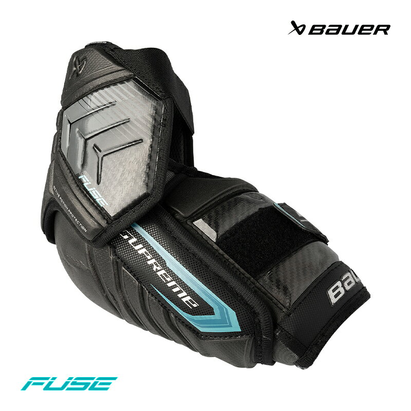 BAUER（バウアー） エルボー S26 SUPREME FUSE SR ◆BAUER 2026-2027モデル◆ 人間工学に基づいたフィット感のあるAMP(Active Motion Protection)構造で衝撃から身体を守るのはもちろん、あらゆる動きを自然に快適にすることが出来、プレーヤーのパフォーマンスを最大限に引き出します。 《S26 SUPREME FUSEエルボーの特徴》 ・ひじカップ部：ロープロファイルEDLカップはスマートな形状でいながら深くぴったりとひじにフィット。 カップ表面は、立体成型のフォームでカバーされています。 ・上腕部：強度が高く軽量なカーボン素材Curvコンポジットを使用した立体成型プレートが軽量化と高い耐衝撃性を実現。 ヒンジ構造でストレスのない自然なヒジの動きを可能にします。 ・前腕部：カーボン素材Curvコンポジットを使用した新開発の180モールド立体成型プレートが前腕にフィットし、360度保護する安全設計。 ・ストラップ：ベルクロ留めの簡単装着でズレにくく伸びにくい、ラップロックストラップシステムと快適なアンカーストラップを適所に採用。 ・裏地：速乾性に優れた吸湿発散素材THERMO CORE ZEROの表面にズレを防ぐグリップ加工をプリント。 ・インターサイズはこちら ・ユースサイズはこちら ●海外製品に関して 検索ワード アイスホッケー、エルボー、SUPREMEシリーズ、トップモデル