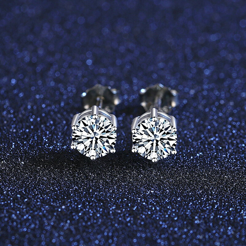 モアサナイト プチプラ ピアス 人工ダイヤモンド 両耳用 レディース 0.5Carat×2 シルバー925 シルバー 大人気 スタッド ラウンド 中粒 一粒 定番 シンプル 上品 大人 通勤のサムネイル