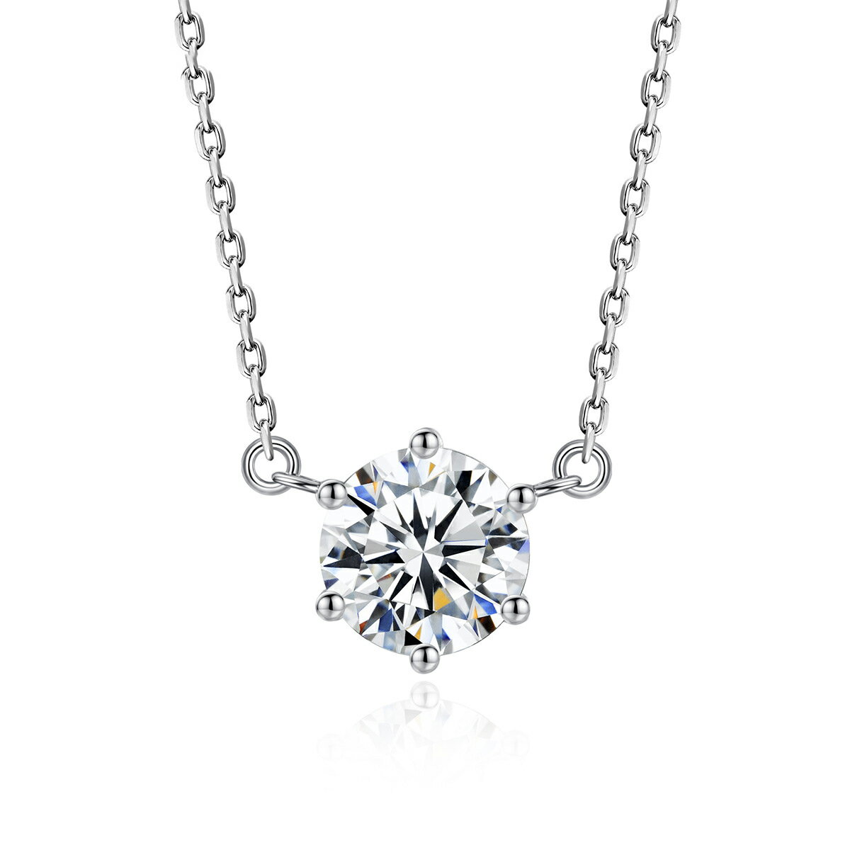モアサナイト ネックレス 女性 人工ダイヤモンド 1Carat シルバー925 引き輪 アジャスター シルバー 大人気 ベネチアンチェーン ラウンド 大粒 六本爪 ペンダント キラキラのサムネイル