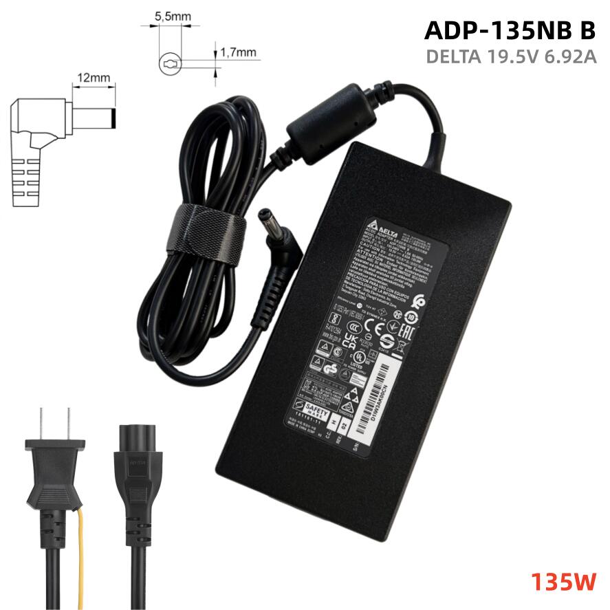 純正新品 DELTA ADP-135NB B 19.5V 6.92A ACアダプター 135W Acer ASPIRE 7 SERIES NITRO 5 N17C2 AN515-55-544R VX 15用 5.5*1.7mm パソコン電源A18-135P1A A16-135P1B PA-1131-26 ADP-135NB B PA-1131-16互換用 PC電源 A135A022P 電源ケーブル 電源コード付き