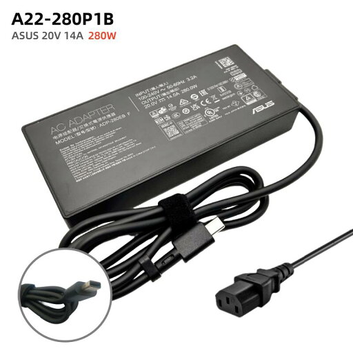 純正新品 ASUS 20V 14A A22-280P1B A22-280P1A ADP-280EB F ROG Zephyrus Duo15/Duo16/S17/M16/Scar15/Scar17/G15/G16/G17/G18/G703対応 280W ACアダプター 特殊方形 四角コネクタ 正方形プラグ(DCジャック) ノートPC用PSE 充電器 パソコン電源ケーブル 純正新品 ASUS 20V 14A A22-280P1B A22-280P1A ADP-280EB F ROG Zephyrus Duo15/Duo16/S17/M16/Scar15/Scar17/G15/G16/G17/G18/G703対応 280W ACアダプター 特殊方形 四角コネクタ 正方形プラグ(DCジャック) ノートPC用PSE 充電器 パソコン電源ケーブル