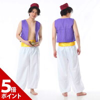 【魔法のランプ付き】アラジン コスプレ 男 メンズ 大人 アラビアン コスチューム ハロウィン アラビアンナイト 仮装 衣装 コス 男性 アラジン 上下セット