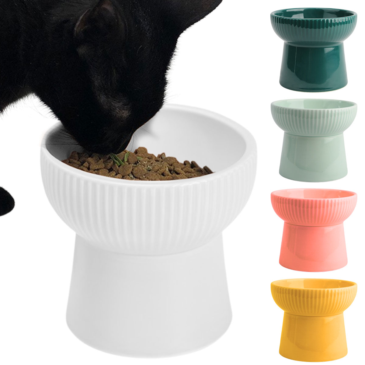 【楽天1位★2冠獲得】猫 食器 陶器 フードボウル 犬 犬用 餌入れ スタンド 脚付 食べやすい エサ入れ おしゃれ 猫用 ねこ 鳥 インコ オウム ウォーターボウル 水入れ 水飲み セラミック 子猫 ご飯 皿 食器台 ペット食器 餌皿 ペット用食器 高さ【全国送料無料・あす楽即納】