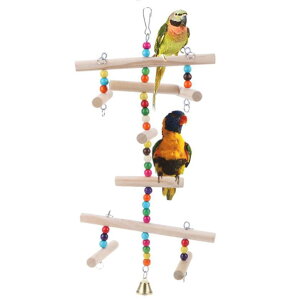 インコ おもちゃ 吊り下げ ボール 木 小鳥 止まり木 タワー 木製 鳥 玩具 はしご アスレチック