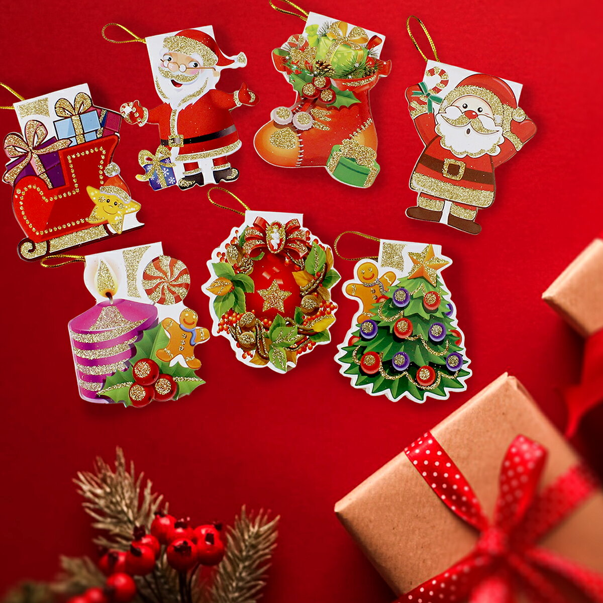【マラソン 10%OFFクーポン配布中&P+10倍】【160枚セット】クリスマスカード セット 大量 クリスマス メッセージ カード クリスマスカード手紙 レター サンタ サンタクロース xmas ミニ 子供 グリーディングカード サンタクロース サンタ トナカイ 紐付き (3)