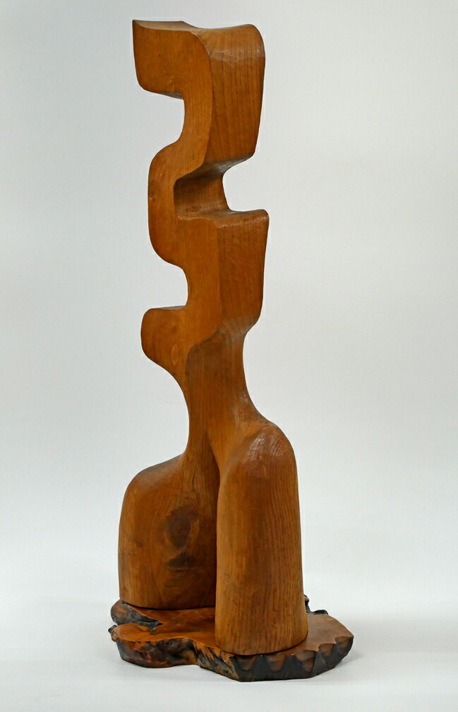 高橋　昭五郎「胸襟を開くとき」木彫作品　音威子府村に彫刻館　砂澤ビッキと交友　北海道立近代美術館収蔵作家　小竹美術　真作保証