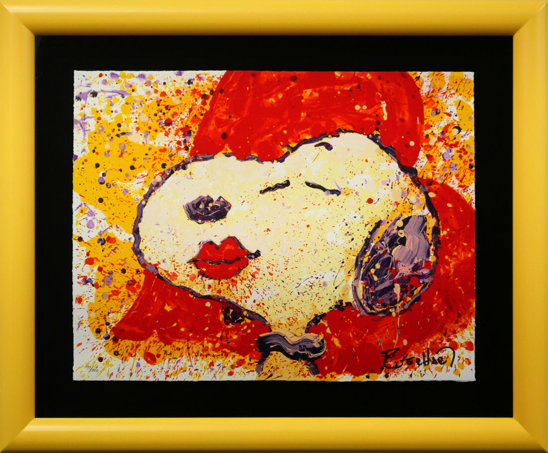 乐天商城 - トム　エバハート（TOM　EVERHART）「A　KISS　IS　JUST　A　KISS」リトグラフ　ピーナッツ公認アーティスト　小竹美術　真作保証