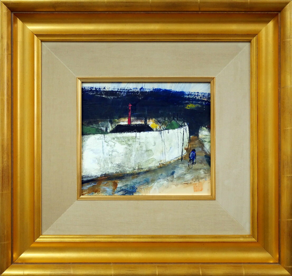 渡辺 貞一「或る風景」油絵・共シール付き 国画会会員 孤高の画家 青森出身 生と死の世界観 雰囲気漂う作品 小竹美術 真作保証