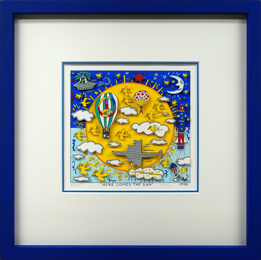 Rakuten - ジェームス　リジィ（RIZZI）「HERE　COMES　THE　SUN」3Dシルクスクリーン版画・限定サイン入　小竹美術　真作保証