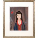 斎藤 真一「赤いスカーフの女」リトグラフ・限定品 盲目の旅芸人「瞽女(ごぜ)」を描く画家 真作保証 小竹美術