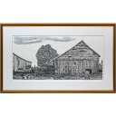 尾崎 志郎「古い馬小屋(B)」木版画・限定直筆サイン入 北海道代表する木版画家 道立近代美術館収蔵作家 小竹美術 真作保証