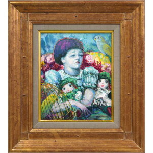 谷田 穎郎「少女と人形」油絵・F3号 二紀会委員 「一枚の繪」人気画家 島根県出身 真作保証 小竹美術