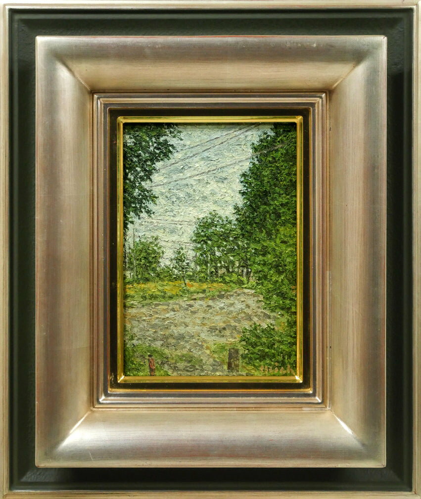 乐天商城 - 佐藤　道雄「郭公なく頃（春光台公園・旭川）」油絵・SM　一水会運営委員　道展会員　緑の画家　父は佐藤進　小竹美術　真作保証