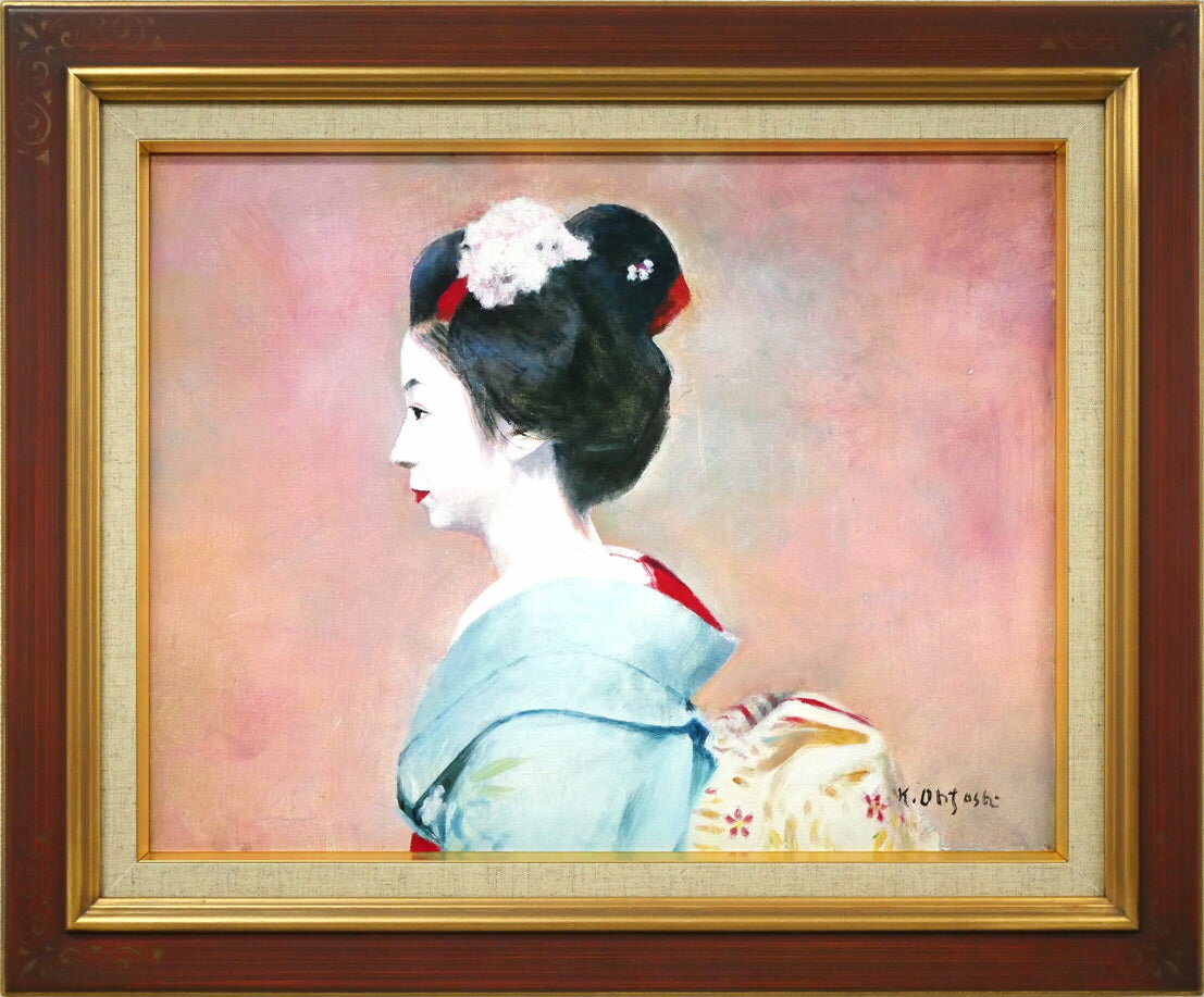Western Films - 大歳　克衛「舞妓（光津江・祇園）」油絵・F6号　国画会会員　「一枚の繪」でも活躍　広島市立大学名誉教授　小竹美術　真作保証