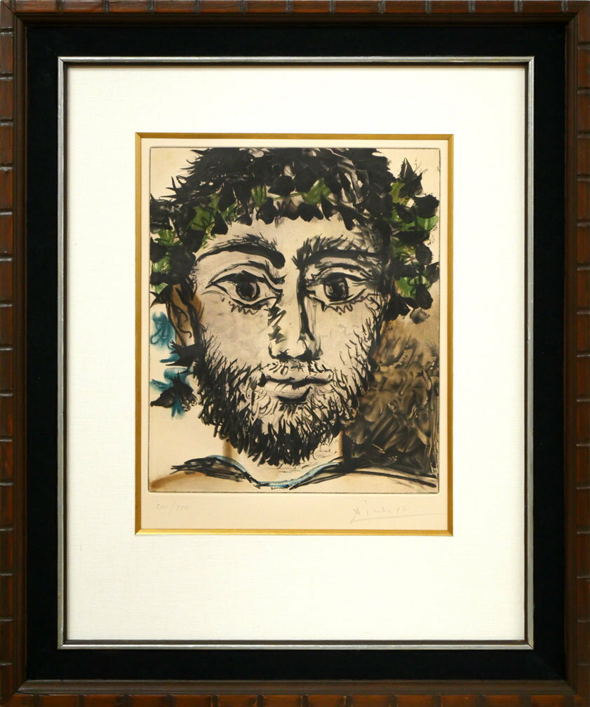 パブロ　ピカソ（Pablo　PICASSO）「牧神の顔（Tete　de　Faune）」アクアチント（銅版画）　小竹美術　真作保証