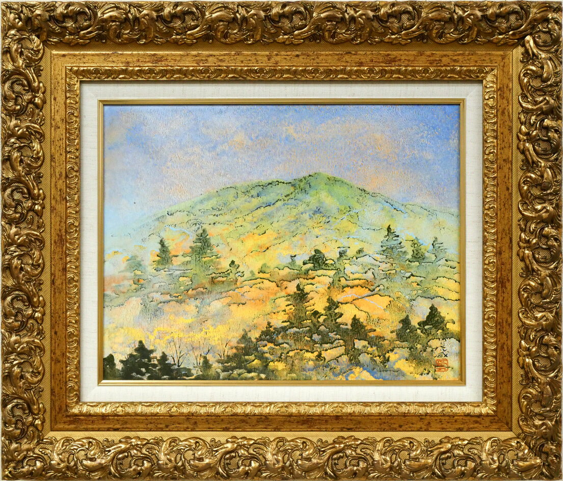 Rakuten - 中嶌　虎威「山はしぐれて（八甲田山）」日本画・F6号　百貨店個展多数　東京芸大卒　亜細亜美術協会理事　小竹美術　真作保証