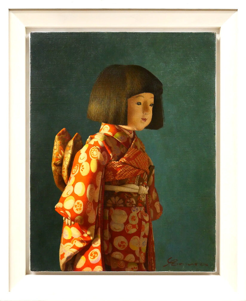 Rakuten - 余村　展「人形（市松人形）（白額）」油絵・F6号　リアリズム　百貨店個展多数　日本橋三越　銀座ギャラリー　小竹美術　真作保証