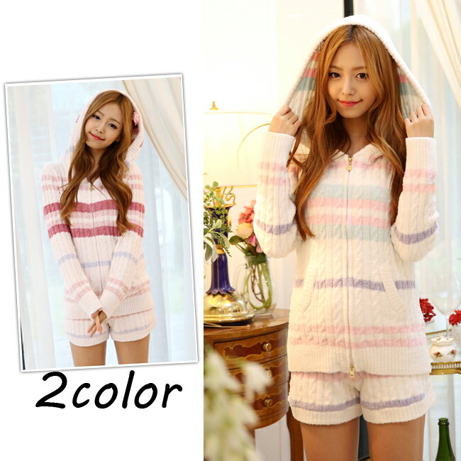 ふわもこ ルームウェアセット レディース パーカー ＋ ショートパンツ 上下セット 柔らか パステルボー..