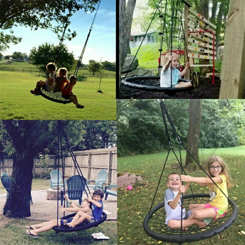 IMAGE ネットブランコ/ハンモック*ナイロンロープ 室内ブランコ　室外ブランコ 梁/取り外し可能　屋外ブランコ　大人ブランコ　子供ブランコ ブランコ 室内 最大耐荷重100kg！！1M / 40inch直径（黒）