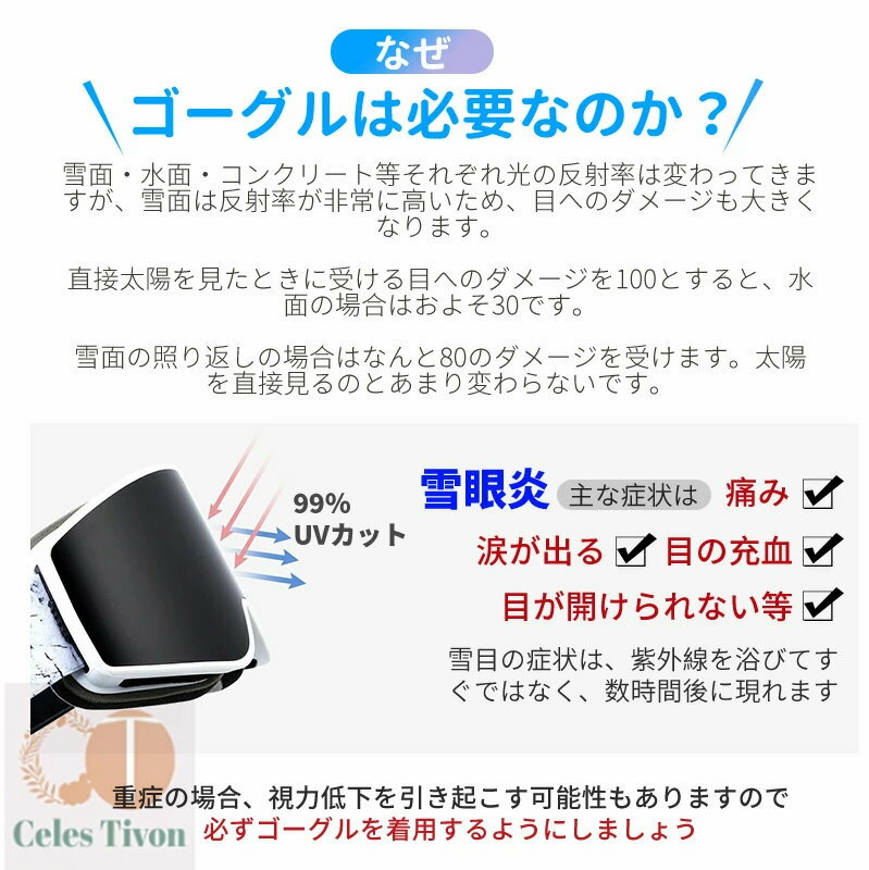 【送料無料】スノーボード スキー ゴーグル 大人用 レディース メンズ UVカット 紫外線カット レボミラー ダブルレンズ メガネ対応 曇り止め加工 保護メガネ スキー メンズメガネ 眼鏡対応 曇り止加工 球面レンズ フレームレスモデル 曇り防止 スノーゴーグル