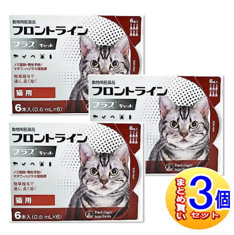 【3個セット】【動物用医薬品】フロントラインプラスキャット 猫用 6本入 【小型宅配便】