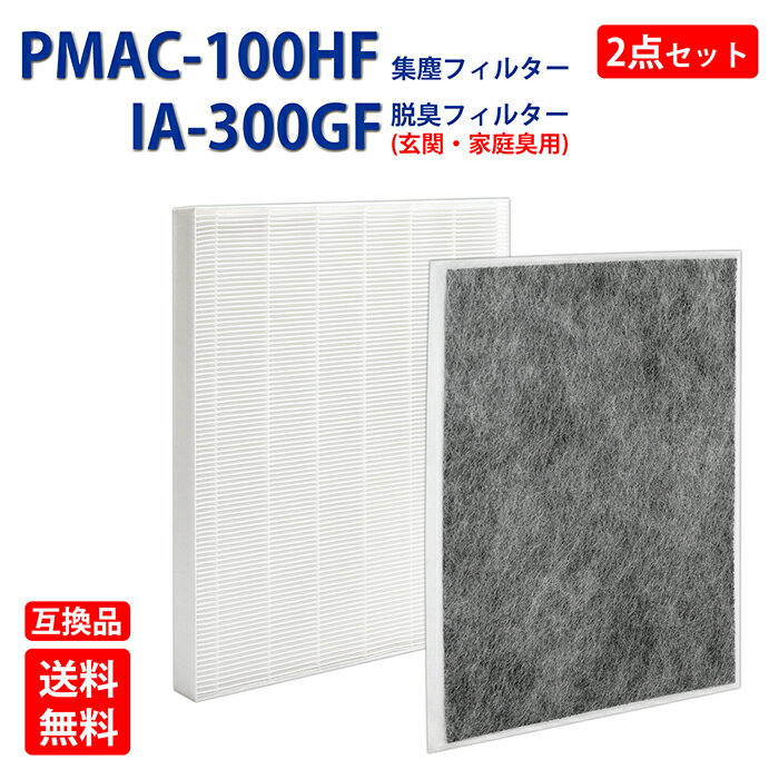 アイリスオーヤマ空気清浄機の互換性があるフィルター pmac-100hf 集じんフィルター 1枚 ia-300gf 玄関 家庭臭用フィルター 1枚 まとめ2枚入セット 空気清浄機PMAC-100-S PMMS-AC100 KPMMS-AC40 MSAPーAC100 RMDK-40フィルター 型番 PMAC-100HF IA-300GF 互換品