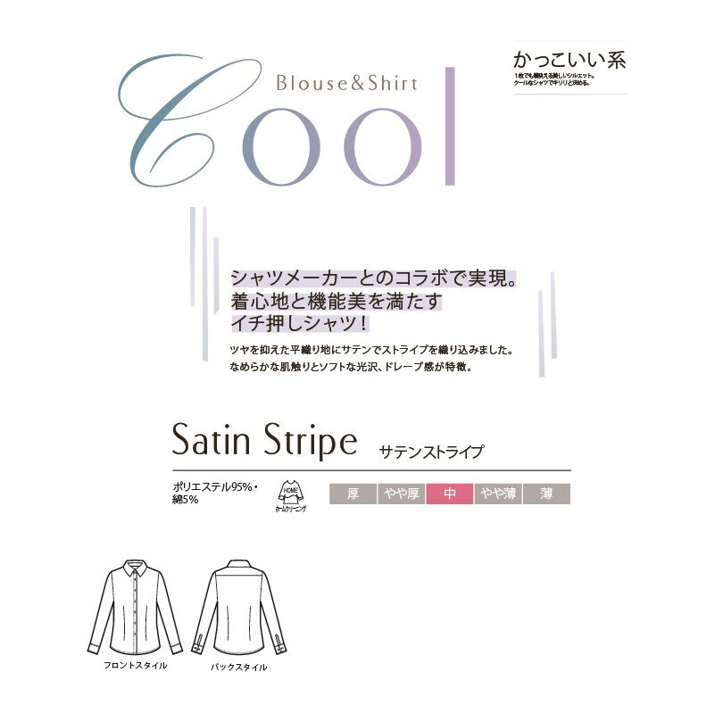 【01100】【enjoie/アンジョア】【女性用/レディース】事務服 長袖 ブラウス シャツ かっこいい系 ホームクリーニング